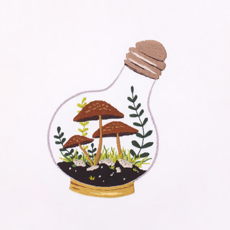 Rubbyoo Embroidery Kit - Glass Bottle Mushroom