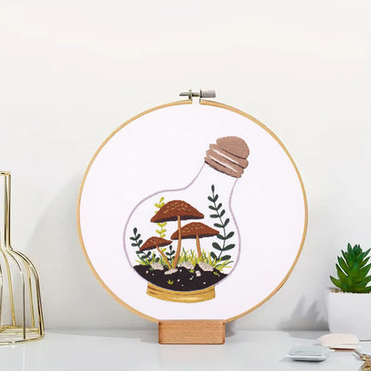 Rubbyoo Embroidery Kit - Glass Bottle Mushroom