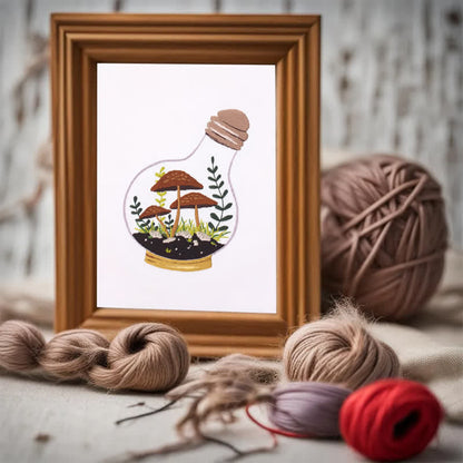 Rubbyoo Embroidery Kit - Glass Bottle Mushroom