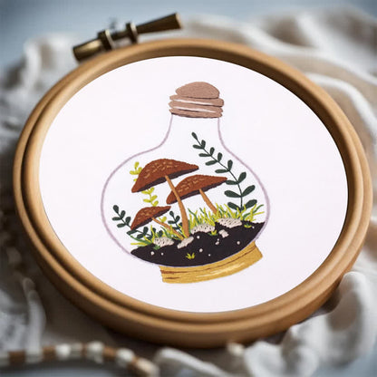 Rubbyoo Embroidery Kit - Glass Bottle Mushroom