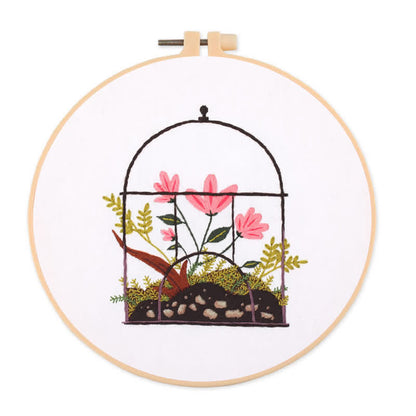 Rubbyoo Embroidery Kit - Flowers And Plants In Cage