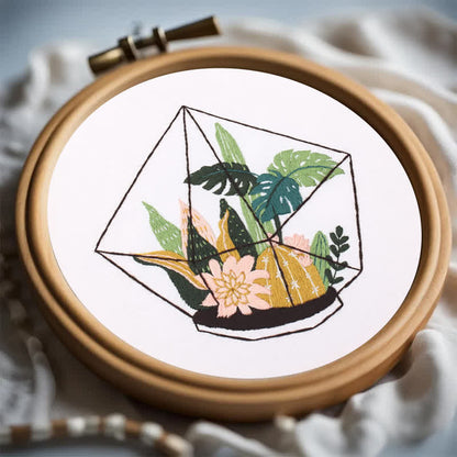 Rubbyoo Embroidery Kit -terrarium Botanical