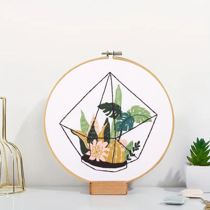 Rubbyoo Embroidery Kit -terrarium Botanical