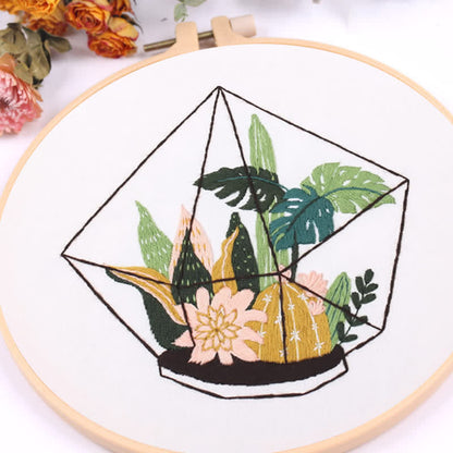 Rubbyoo Embroidery Kit -terrarium Botanical