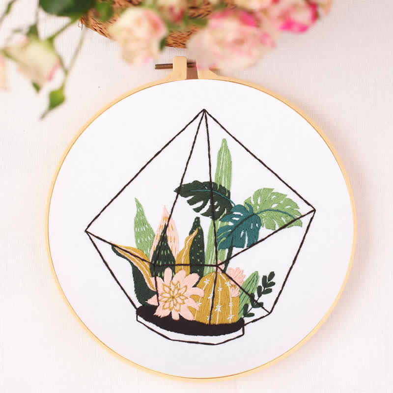 Rubbyoo Embroidery Kit -terrarium Botanical