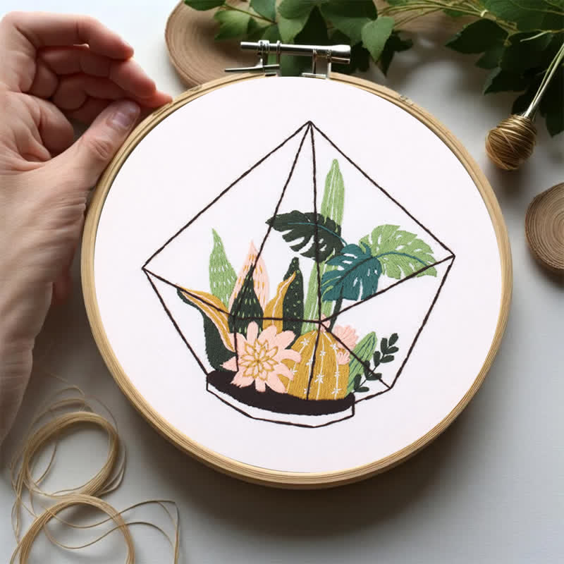 Rubbyoo Embroidery Kit -terrarium Botanical