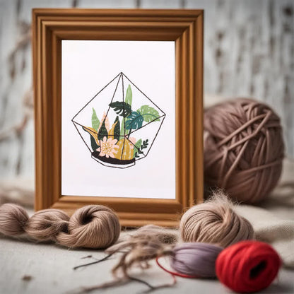 Rubbyoo Embroidery Kit -terrarium Botanical