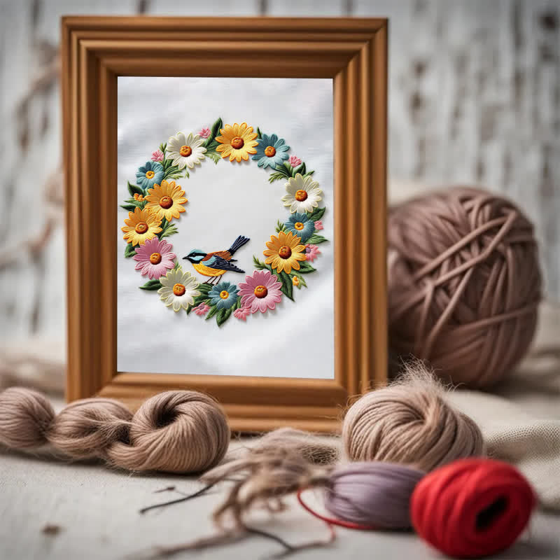 Rubbyoo Embroidery Kit - Garland And Birds