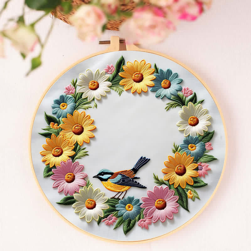 Rubbyoo Embroidery Kit - Garland And Birds