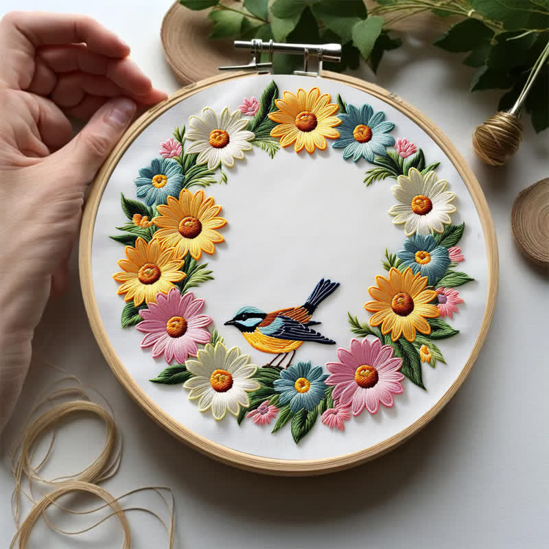 Rubbyoo Embroidery Kit - Garland And Birds