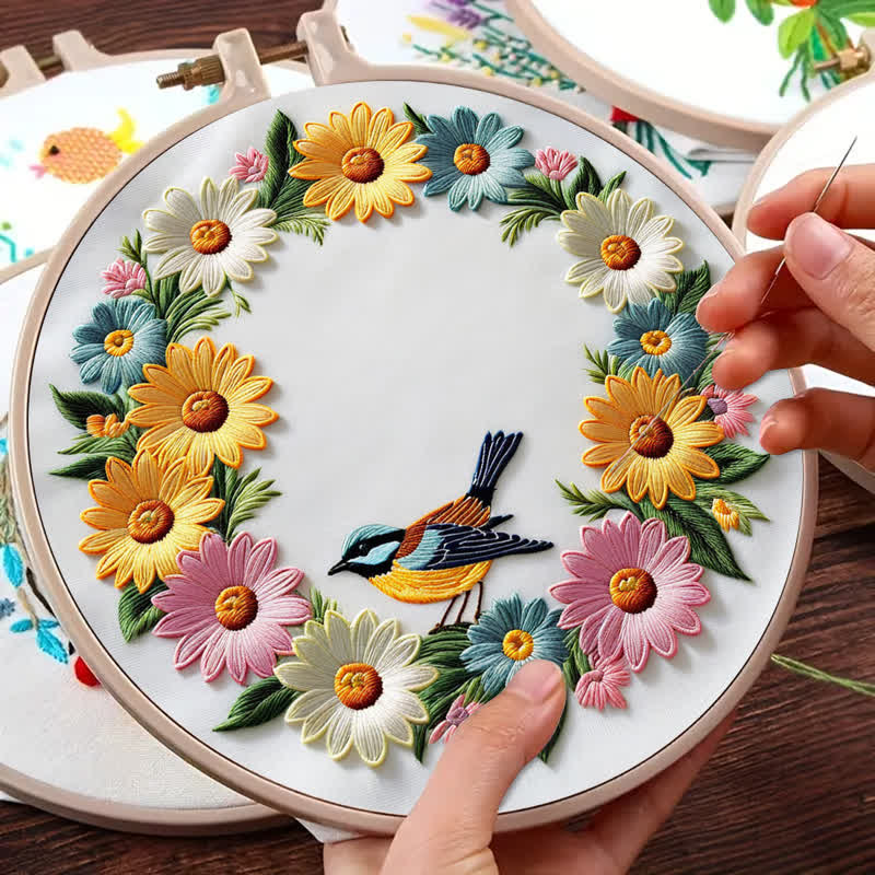 Rubbyoo Embroidery Kit - Garland And Birds