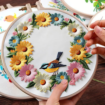Rubbyoo Embroidery Kit - Garland And Birds