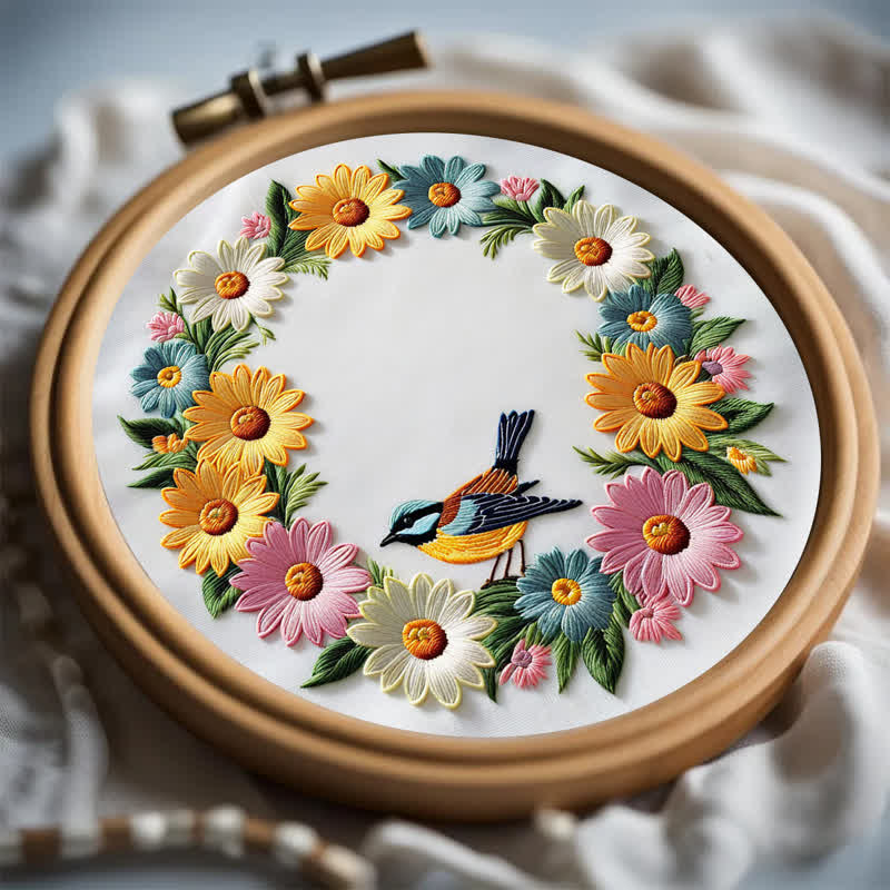 Rubbyoo Embroidery Kit - Garland And Birds