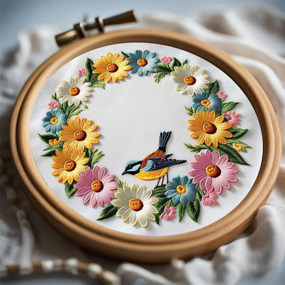 Rubbyoo Embroidery Kit - Garland And Birds