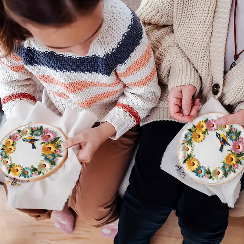Rubbyoo Embroidery Kit - Garland And Birds