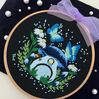 Rubbyoo Embroidery Kit - Blue Dreamy Glowing Mushroom House