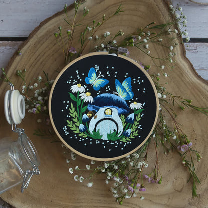 Rubbyoo Embroidery Kit - Blue Dreamy Glowing Mushroom House