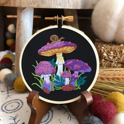 Rubbyoo Embroidery Kit -  Purple Mushroom Fantasy