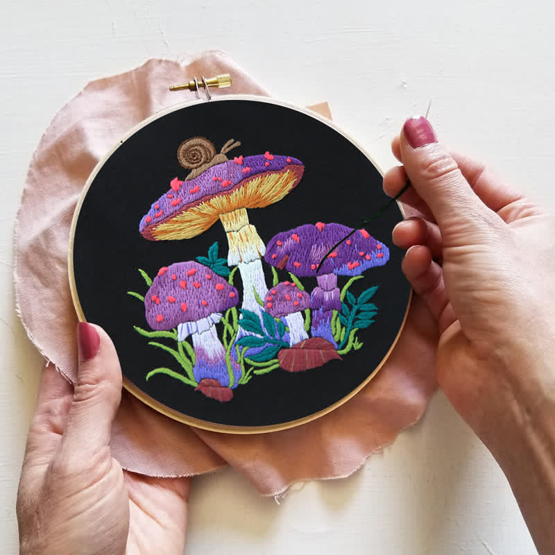 Rubbyoo Embroidery Kit -  Purple Mushroom Fantasy