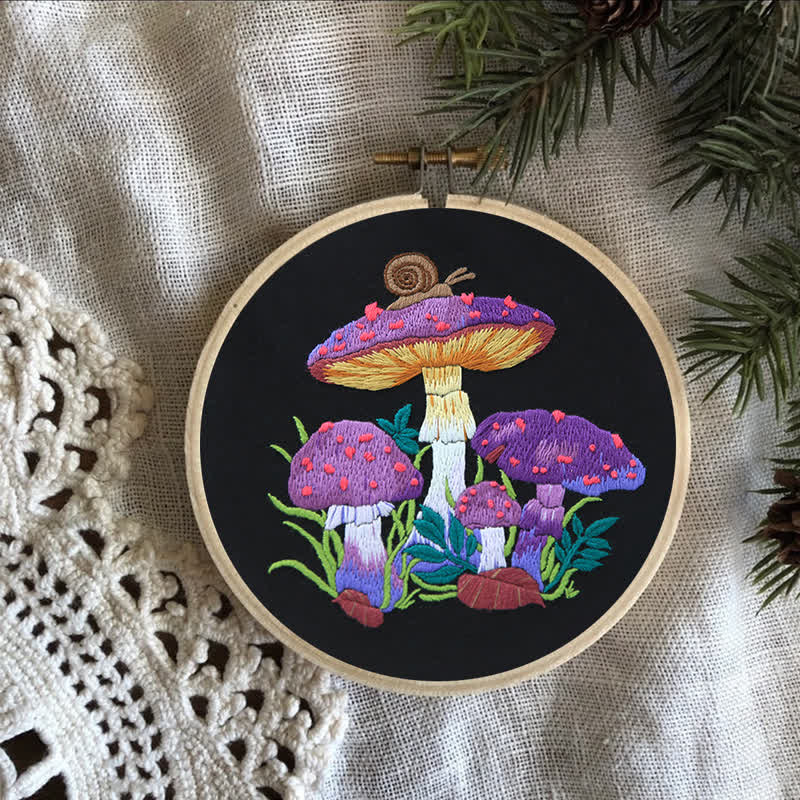Rubbyoo Embroidery Kit -  Purple Mushroom Fantasy