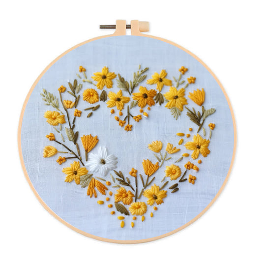 Rubbyoo Embroidery Kit - Orange Floral Heart Wreath