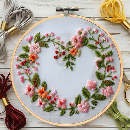 Rubbyoo Embroidery Kit - Spring Floral Heart