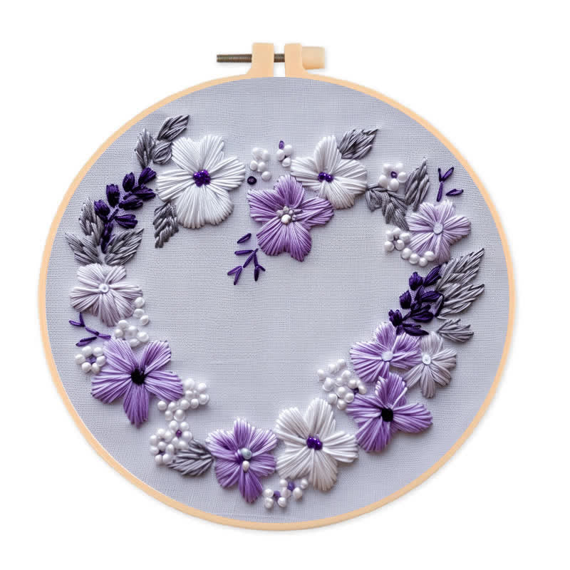 Rubbyoo Embroidery Kit - Lilac Wreath