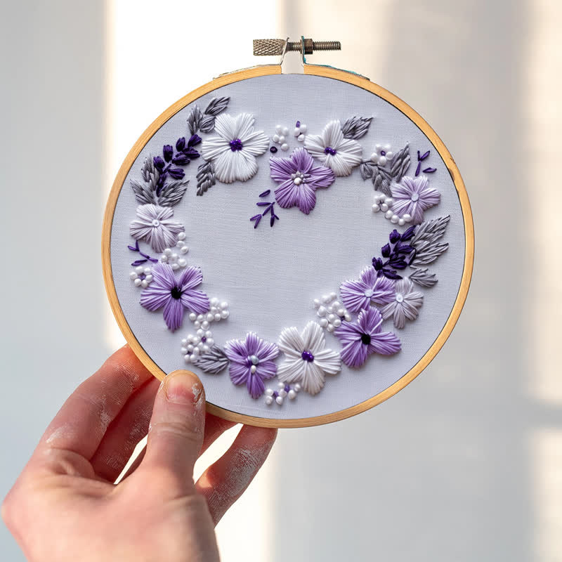 Rubbyoo Embroidery Kit - Lilac Wreath