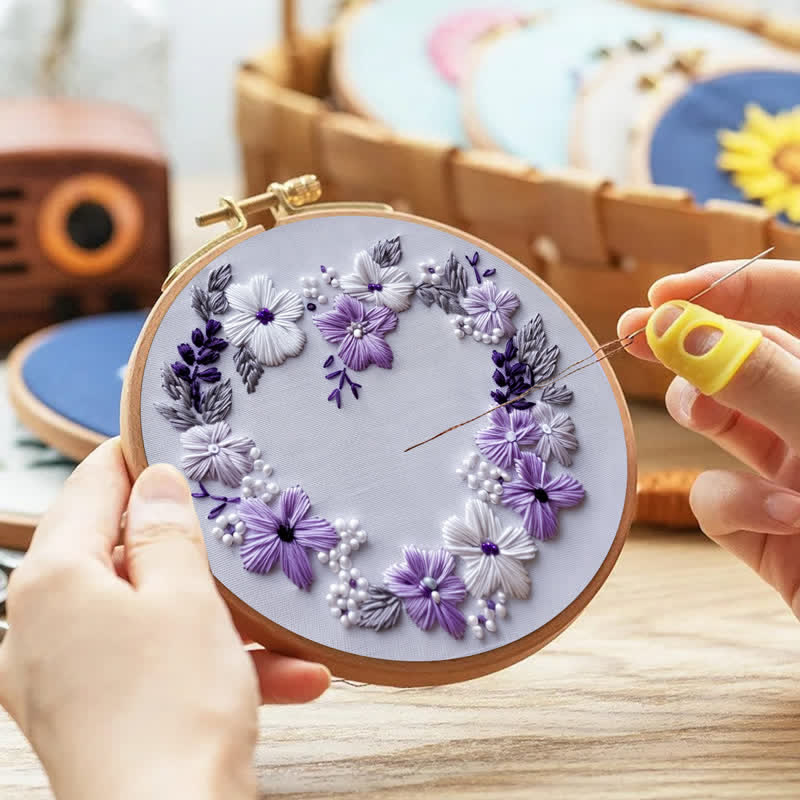 Rubbyoo Embroidery Kit - Lilac Wreath