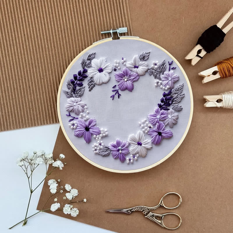 Rubbyoo Embroidery Kit - Lilac Wreath