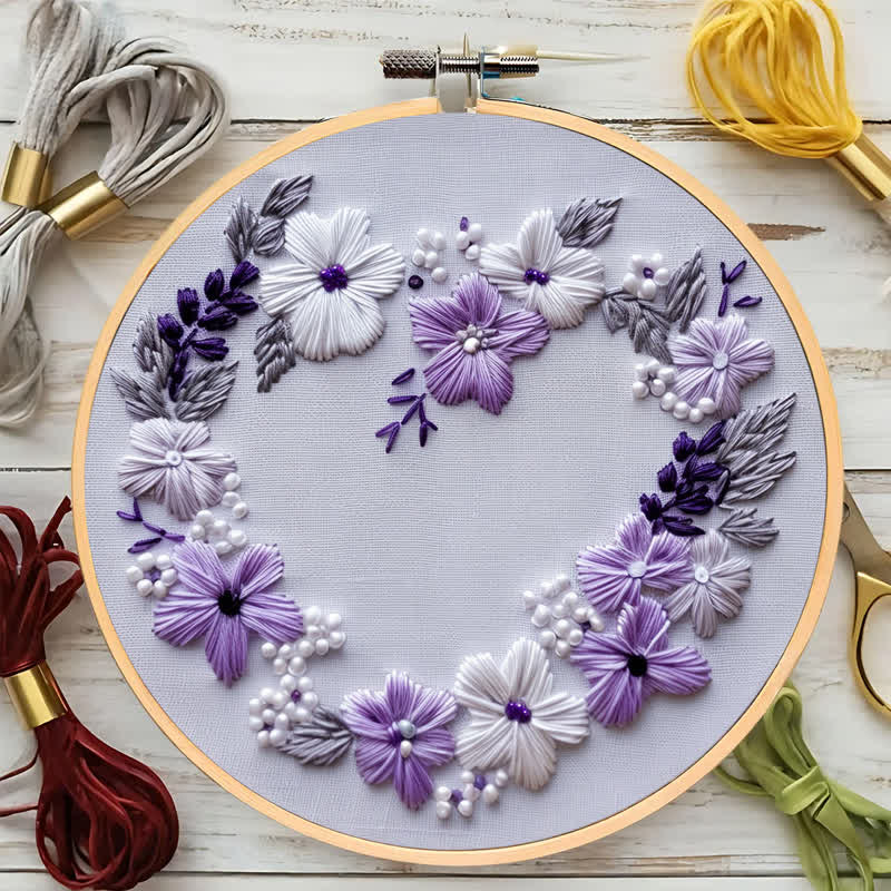 Rubbyoo Embroidery Kit - Lilac Wreath