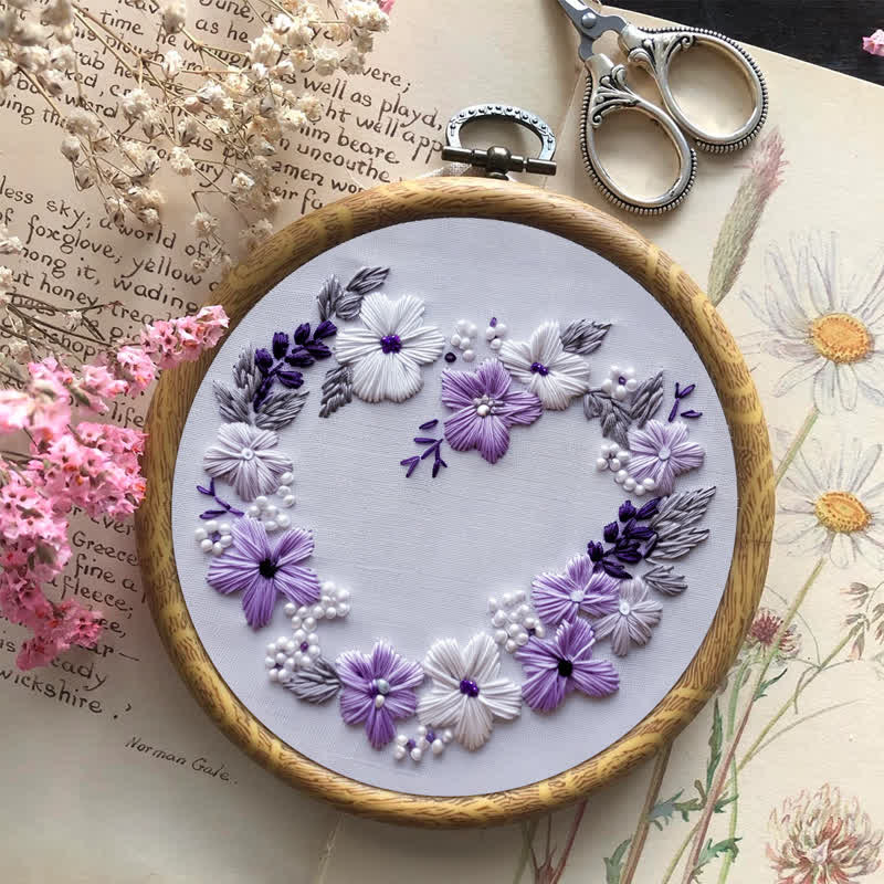 Rubbyoo Embroidery Kit - Lilac Wreath