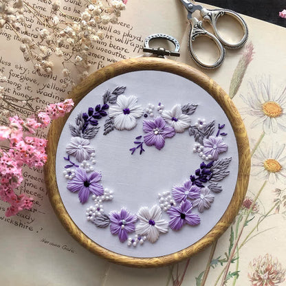 Rubbyoo Embroidery Kit - Lilac Wreath