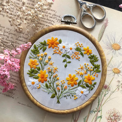 Rubbyoo Embroidery Kit - Flowers Rings