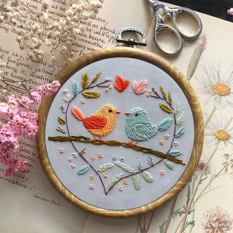 Rubbyoo Embroidery Kit - Love Birds