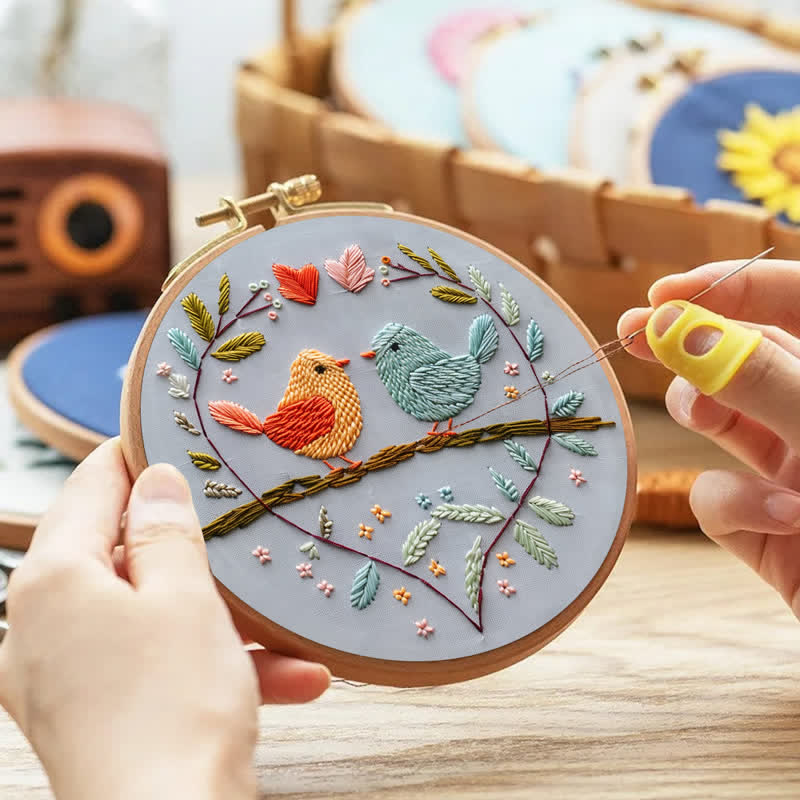 Rubbyoo Embroidery Kit - Love Birds