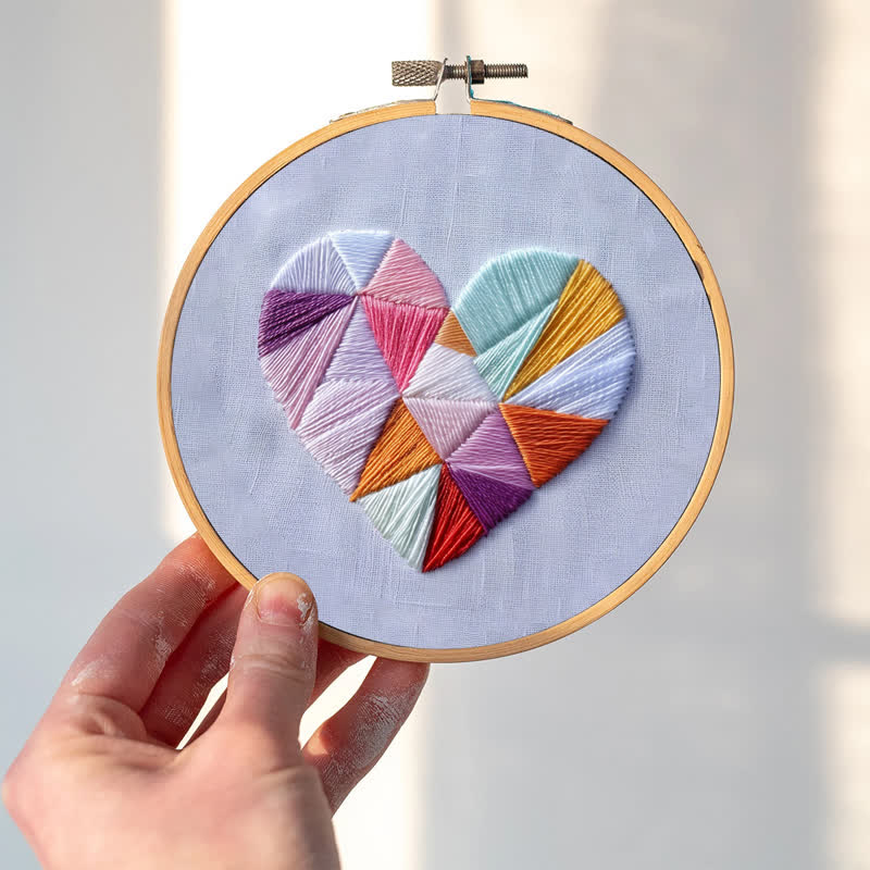 Rubbyoo Embroidery Kit - Geometric Heart