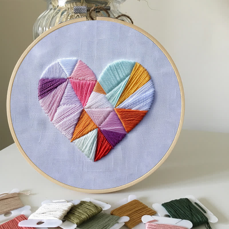 Rubbyoo Embroidery Kit - Geometric Heart
