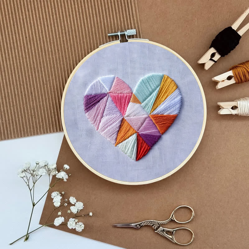 Rubbyoo Embroidery Kit - Geometric Heart