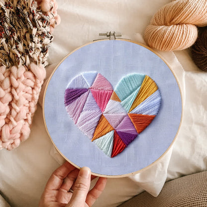 Rubbyoo Embroidery Kit - Geometric Heart