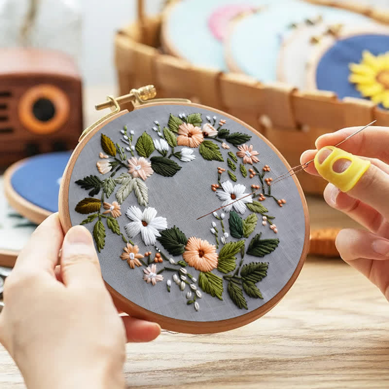 Rubbyoo Embroidery Kit - Flower Love Wreath