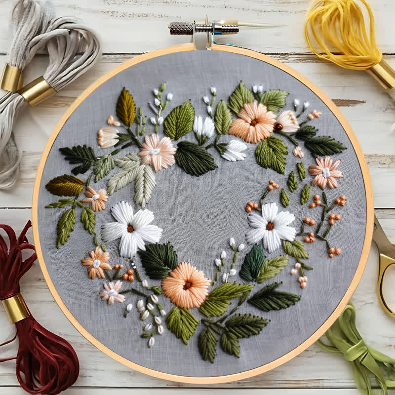 Rubbyoo Embroidery Kit - Flower Love Wreath