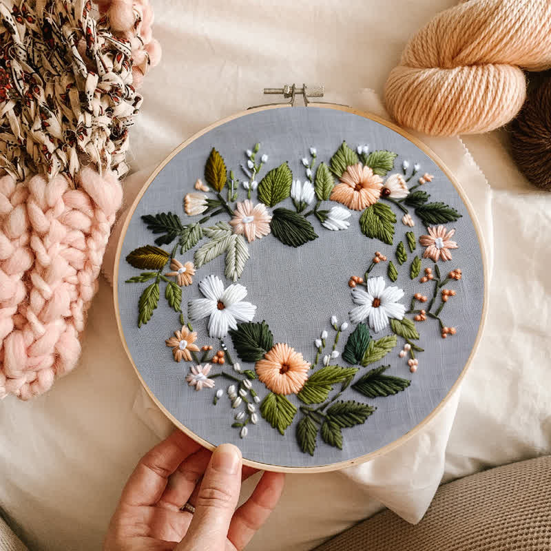 Rubbyoo Embroidery Kit - Flower Love Wreath