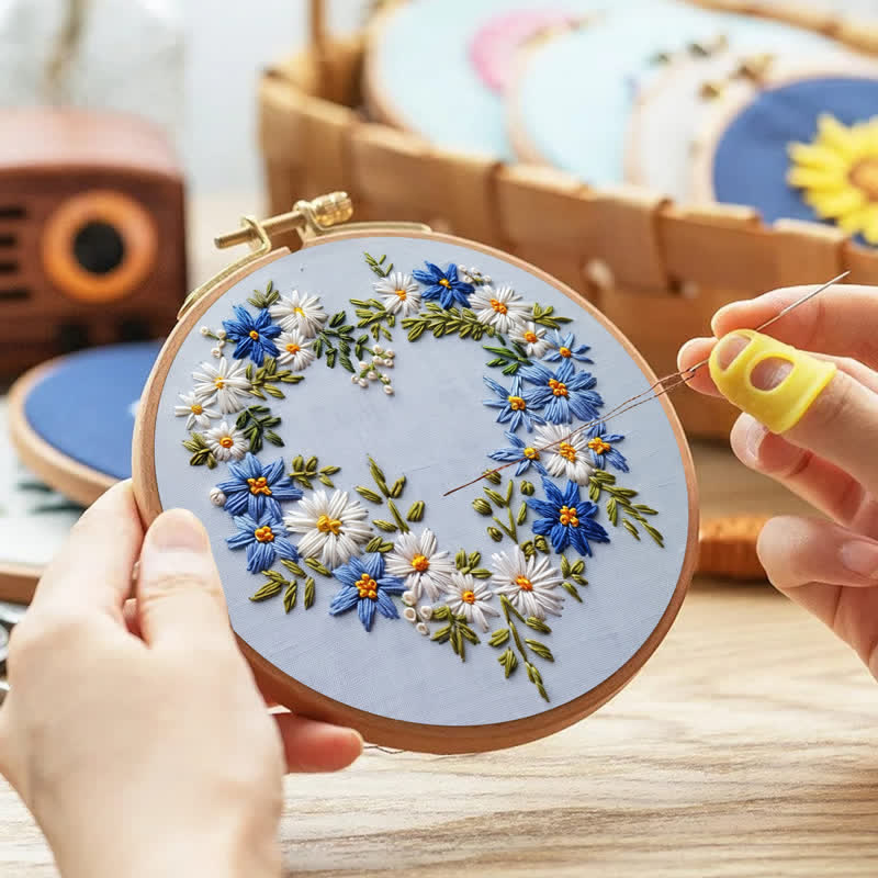 Rubbyoo Embroidery Kit - Blue Flower