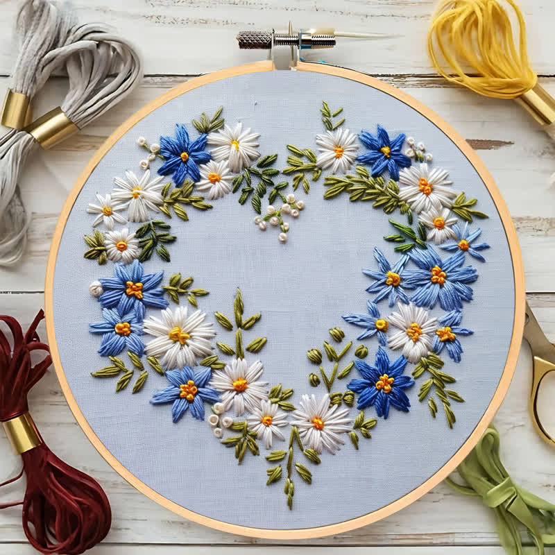 Rubbyoo Embroidery Kit - Blue Flower
