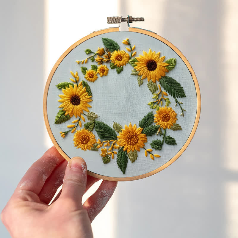 Rubbyoo Embroidery Kit - Sunflower Half Wreath