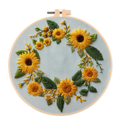 Rubbyoo Embroidery Kit - Sunflower Half Wreath