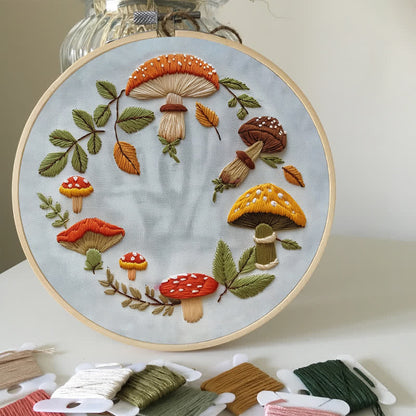 Rubbyoo Embroidery Kit - Mushroom wreath
