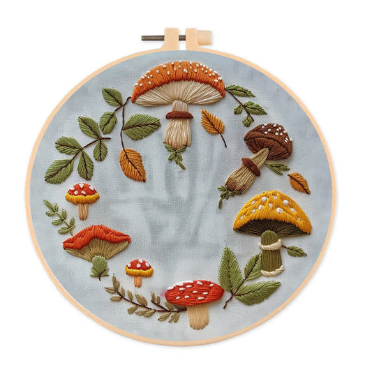 Rubbyoo Embroidery Kit - Mushroom wreath