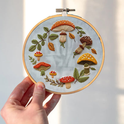 Rubbyoo Embroidery Kit - Mushroom wreath